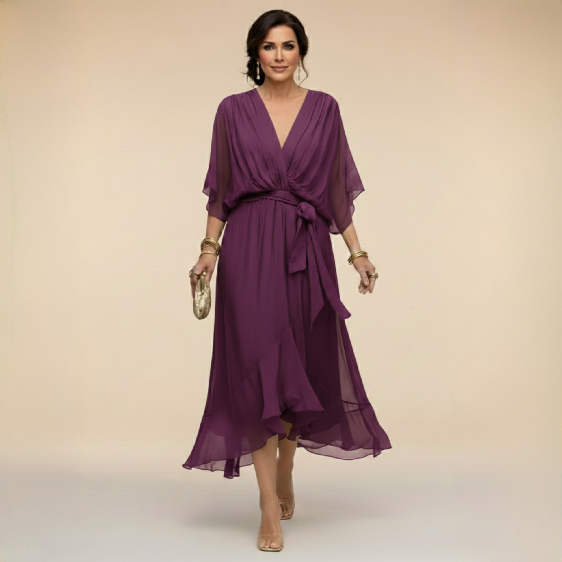 Erika – Elegant Flowing V-Neck Dress - Image 10