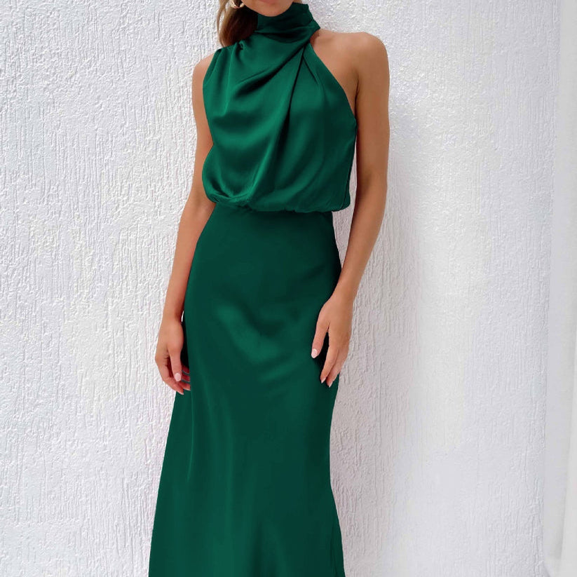 Sophie – Elegant Draped Halter Neck Dress - Image 6