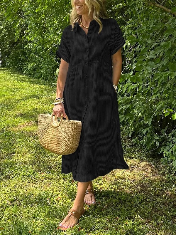 Theresa – Striped Button-Up Summer Dress - Image 3