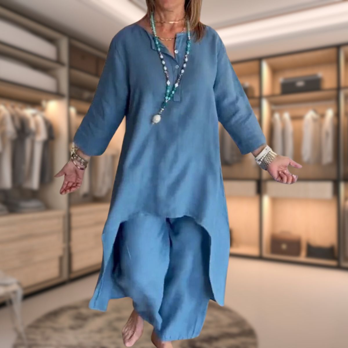 Magda – Stylowy dwuczęściowy komplet damski z lekkiej tkaniny