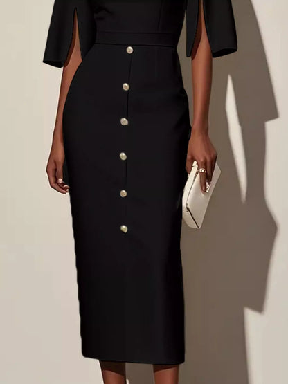 Elvira – Elegant Slit Sleeve Dress - Image 3