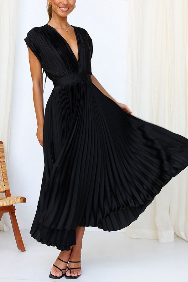 Mia – Women Satin Pleated Maxi Dress - Image 2