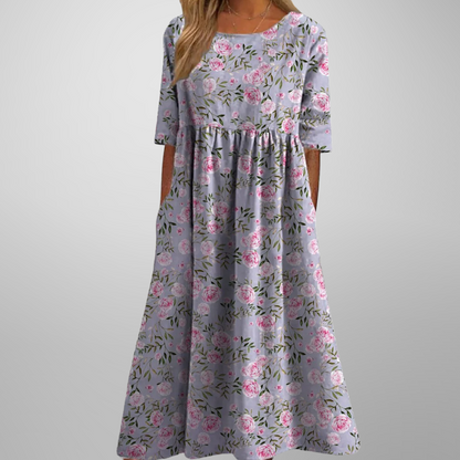 Irina – Women Floral Print Round Neck Dress - Image 6