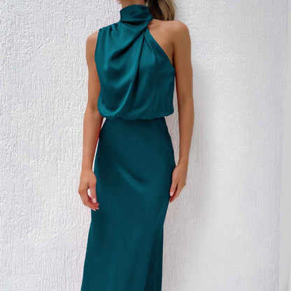 Sophie – Elegant Draped Halter Neck Dress - Image 7