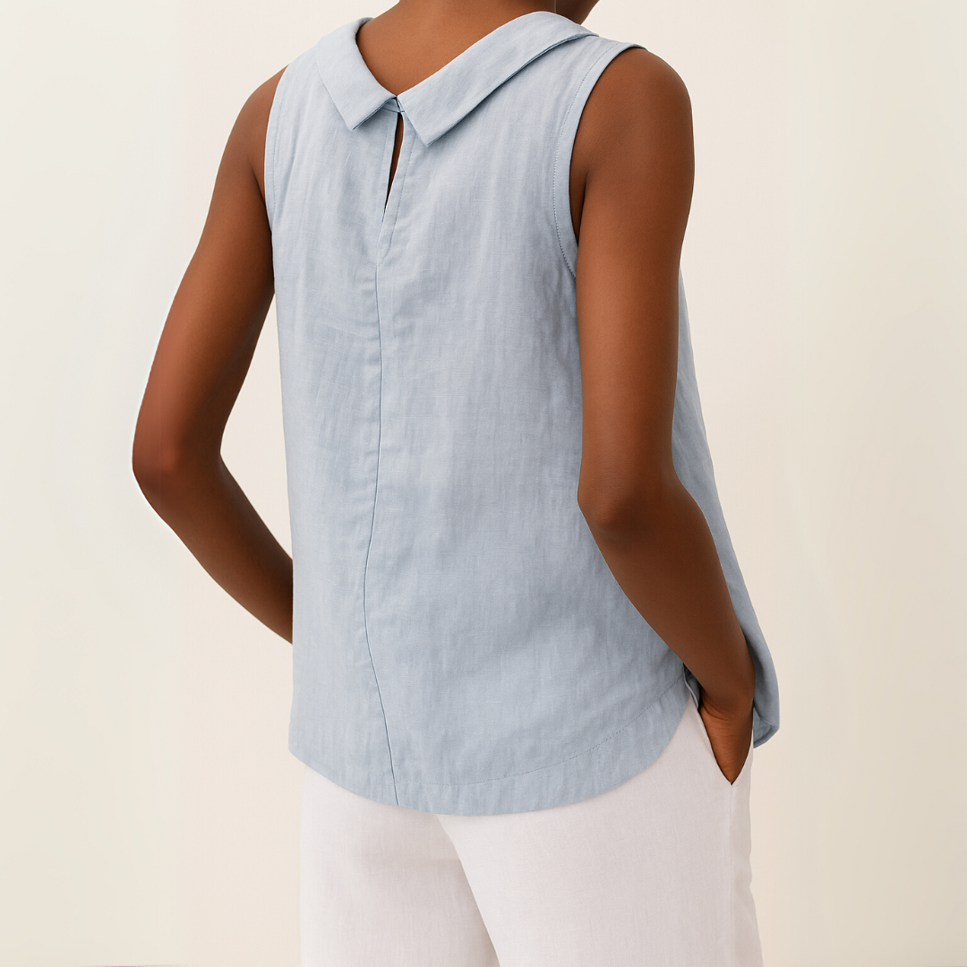 Sophia – Women Sleeveless Collar Blouse - Image 3