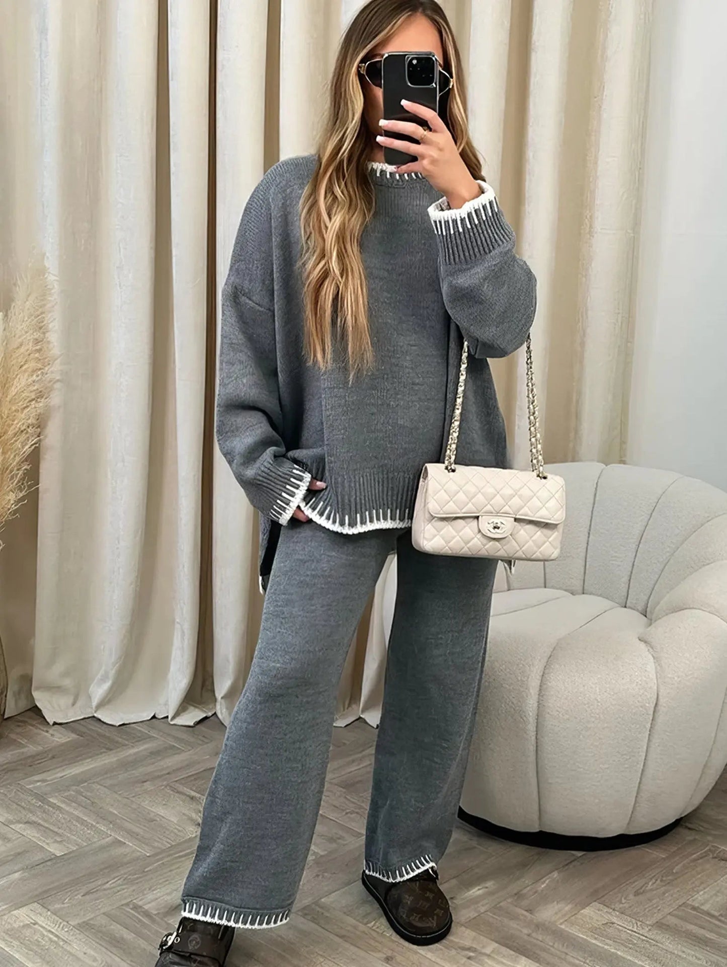 Klara - Komplet damski dzianinowy sweter