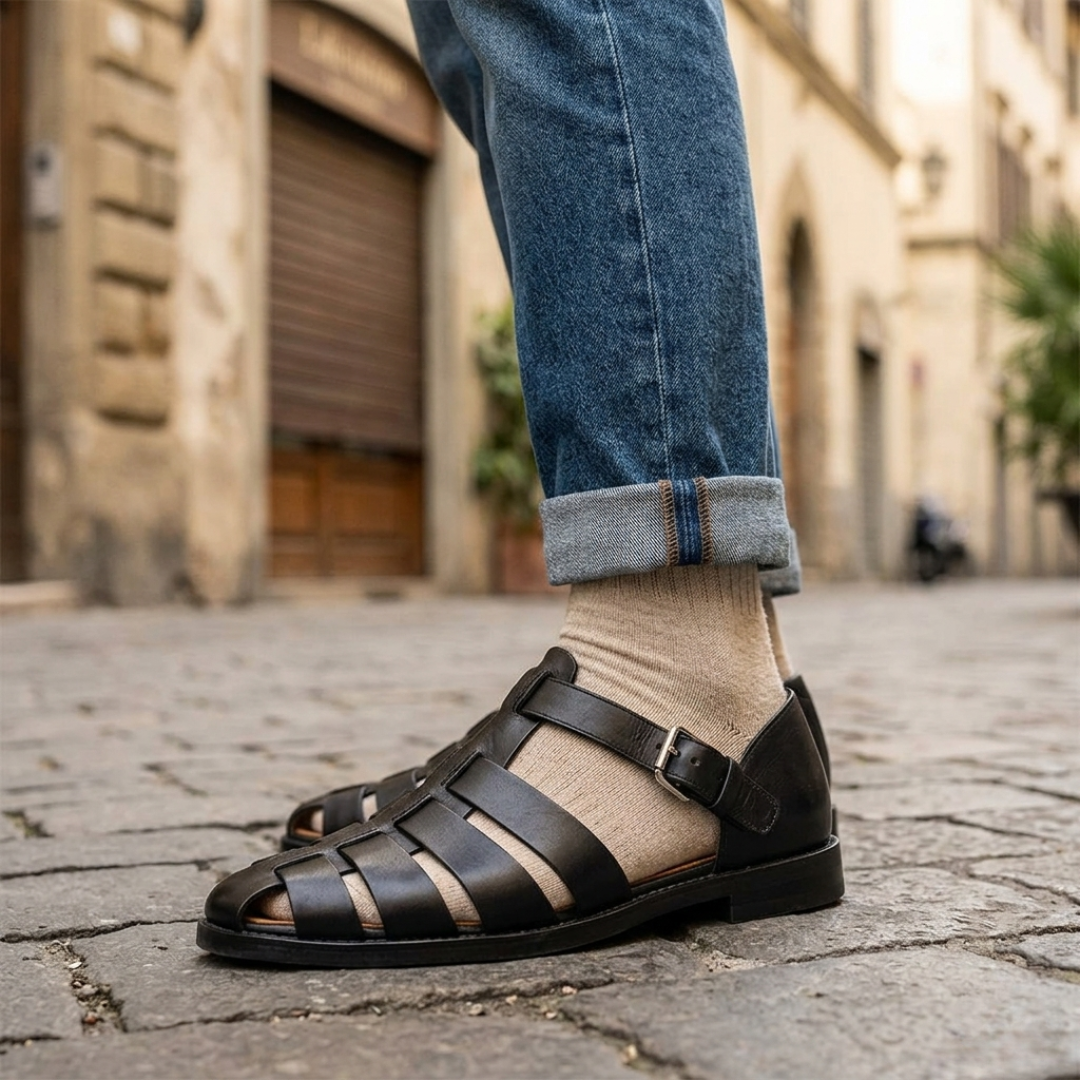 Bastian – Leather Sandals Closed Toe for Men - Image 6
