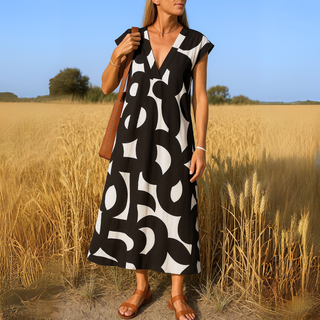 Riley - V-Neck Midi Dress - Image 1