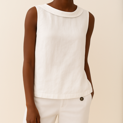 Sarah – Women’s Sleeveless Roll Collar Blouse - Image 4