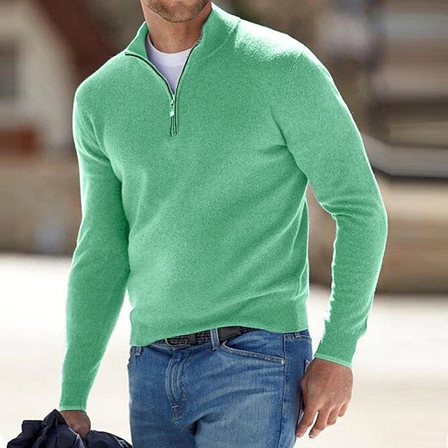 David - Sweter męski z zamkiem pod szyję casual