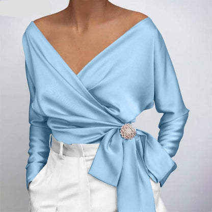 Josefine – Women Satin Wrap with Tie Blouse - Image 5