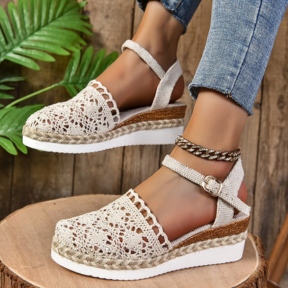 Annika – Women Crochet Wedge Sandals - Image 11
