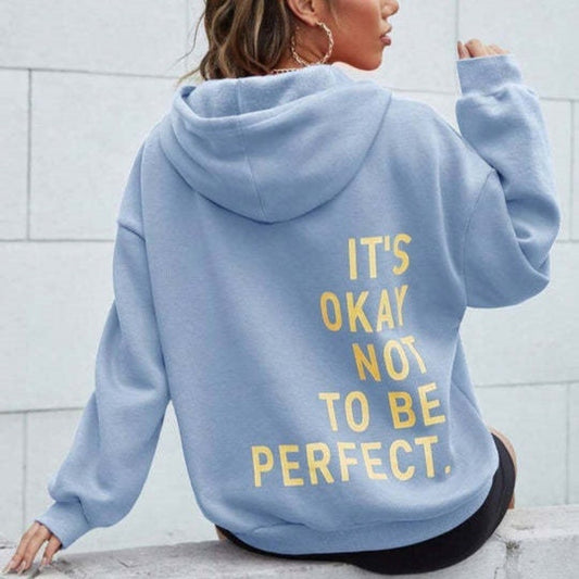 Maya - Bluza damska oversize z kapturem i nadrukiem