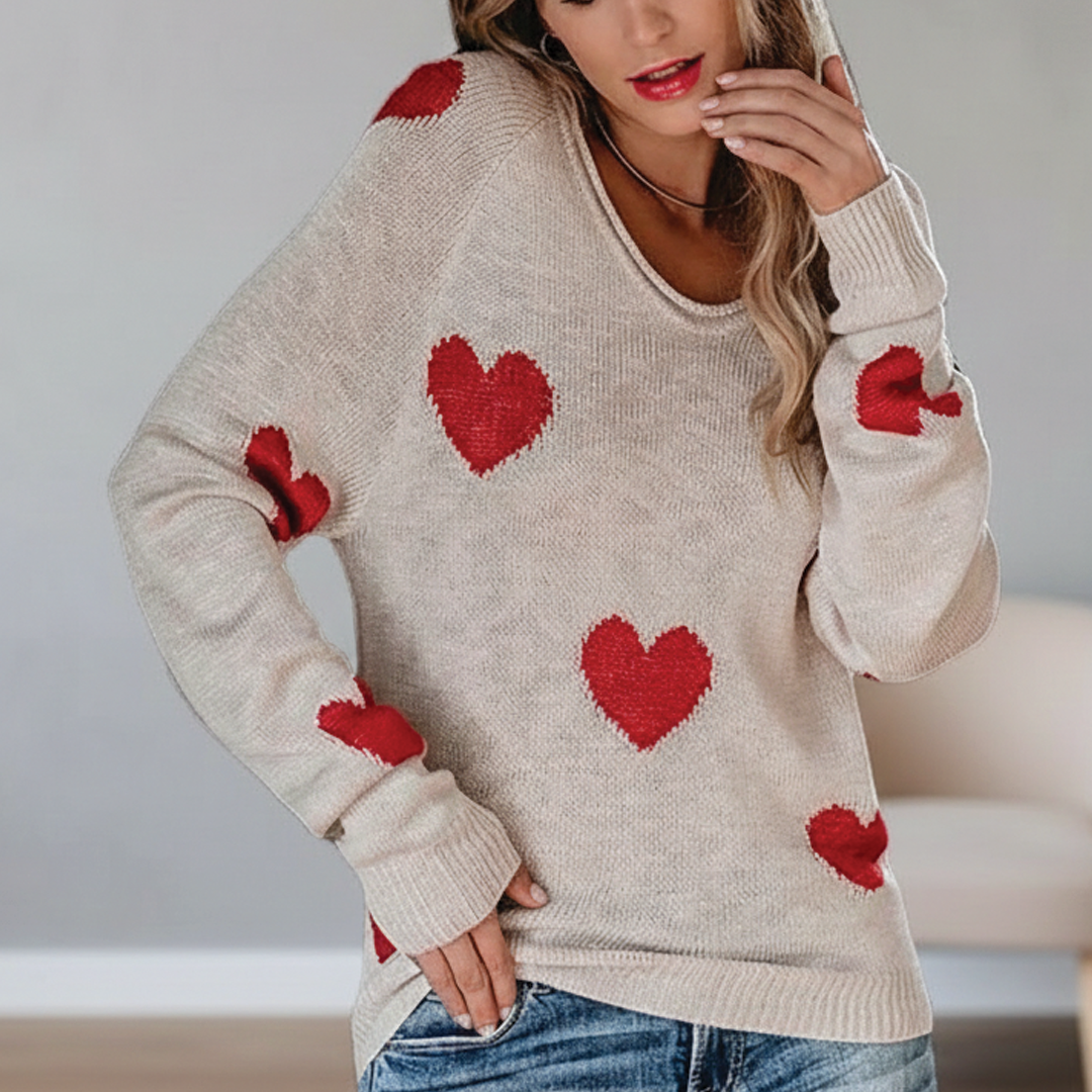 Melody - Heart-Pattern Sweater - Image 2