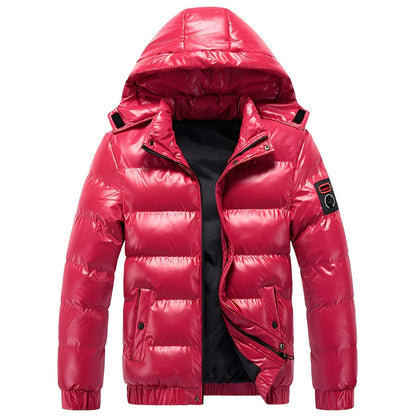 Álvaro – Ocieplana błyszcząca kurtka puchowa męska z kapturem