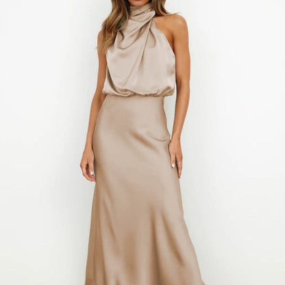 Sophie – Elegant Draped Halter Neck Dress - Image 8