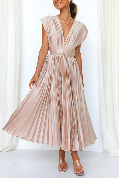 Mia – Women Satin Pleated Maxi Dress - Image 5