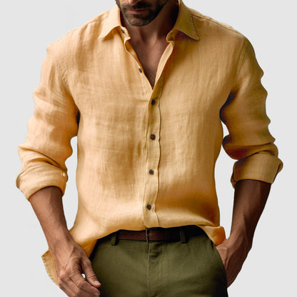 Dennis – Vintage Long Sleeve Linen Shirt for Men - Image 4