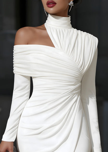 Theresa – Elegant Draped One Shoulder Dress - Image 9