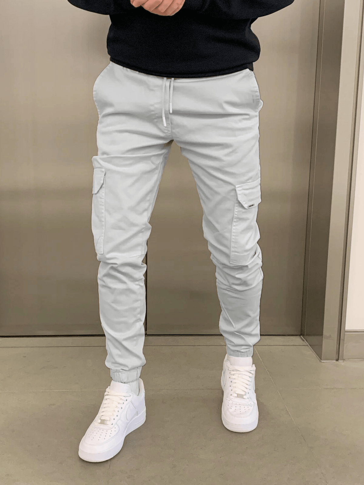 Tomasz – Męskie Spodnie Cargo Slim Fit z Elastycznym Pasem