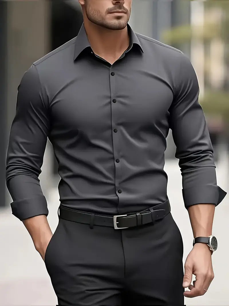 Adrian - Klasyczna męska koszula slim fit z długim rękawem