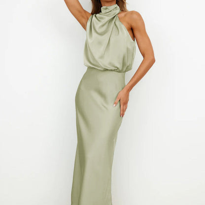 Sophie – Elegant Draped Halter Neck Dress - Image 9