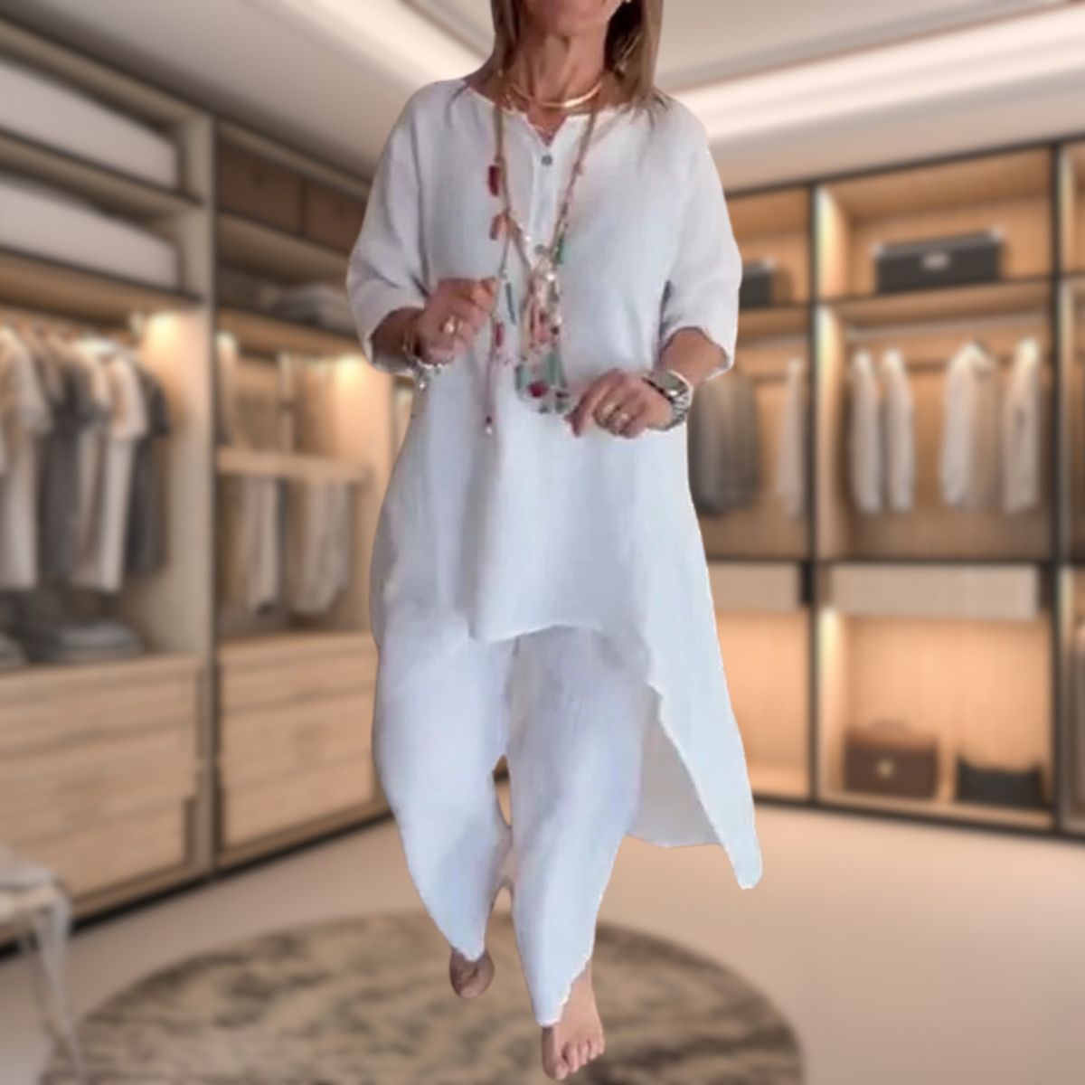 Magda – Stylowy dwuczęściowy komplet damski z lekkiej tkaniny