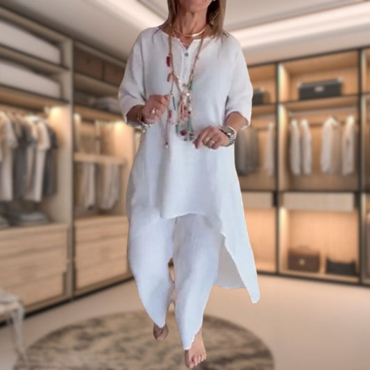 Magda – Stylowy dwuczęściowy komplet damski z lekkiej tkaniny