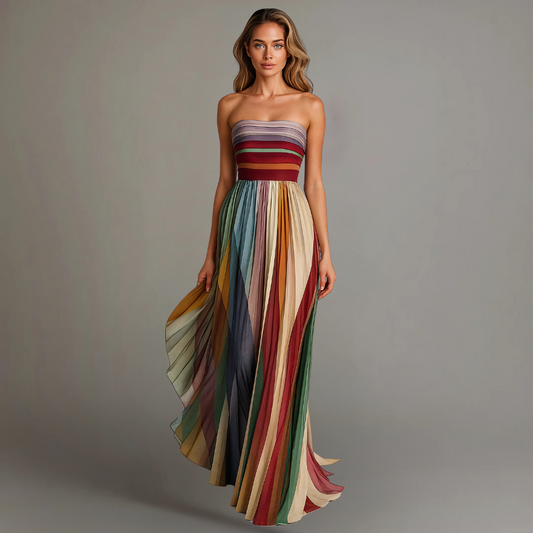 Maja – Women  Strapless Pleated Maxi Dress - Image 1