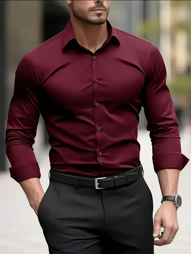 Adrian - Klasyczna męska koszula slim fit z długim rękawem