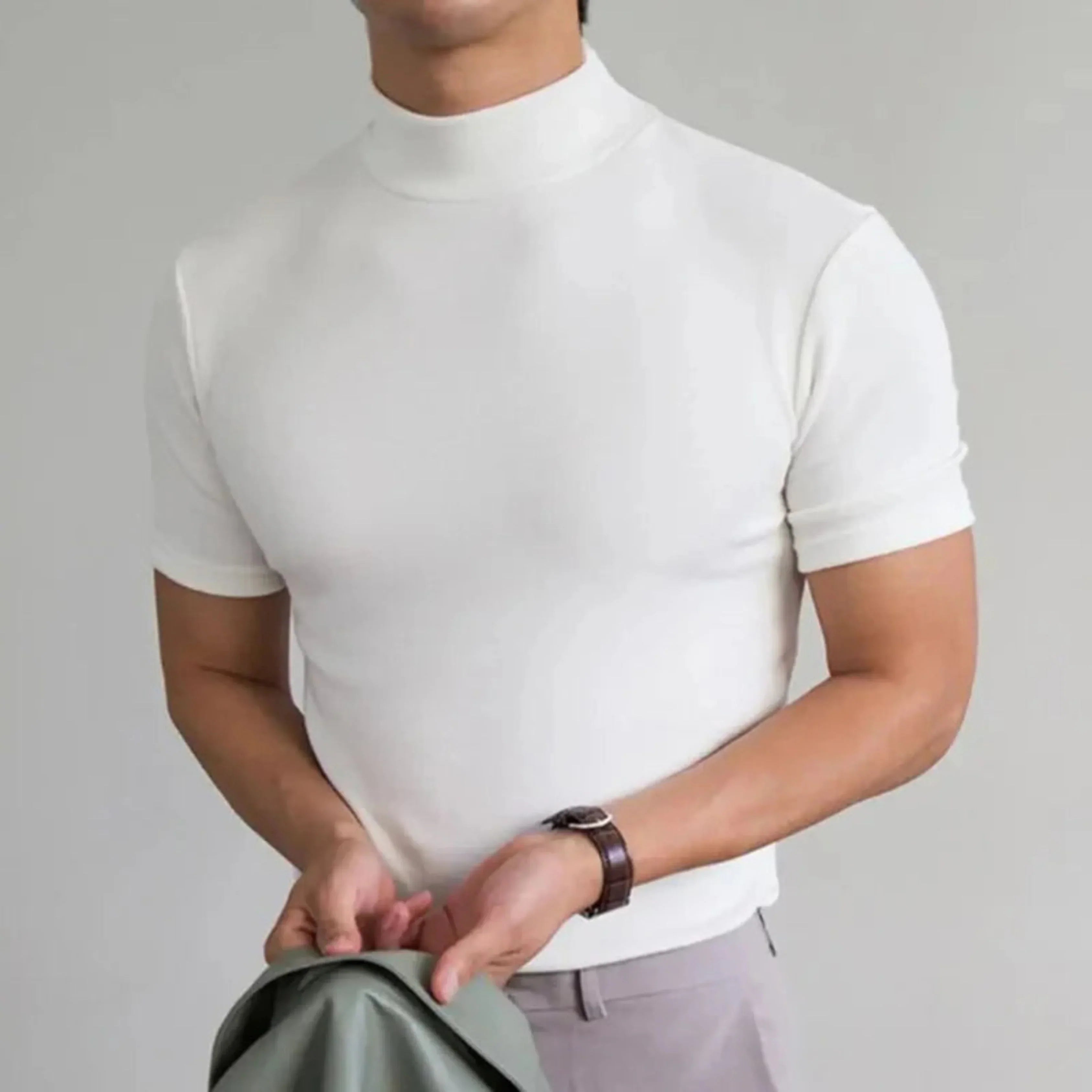 Tobias – High Neck Fitted T-Shirt - Image 1