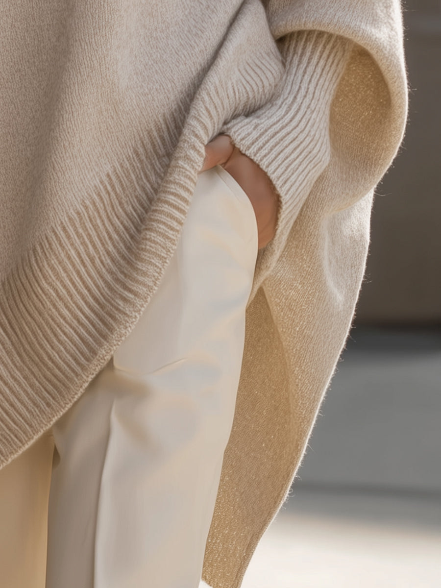 Elena – Elegancki oversize sweter typu ponczo dla kobiet