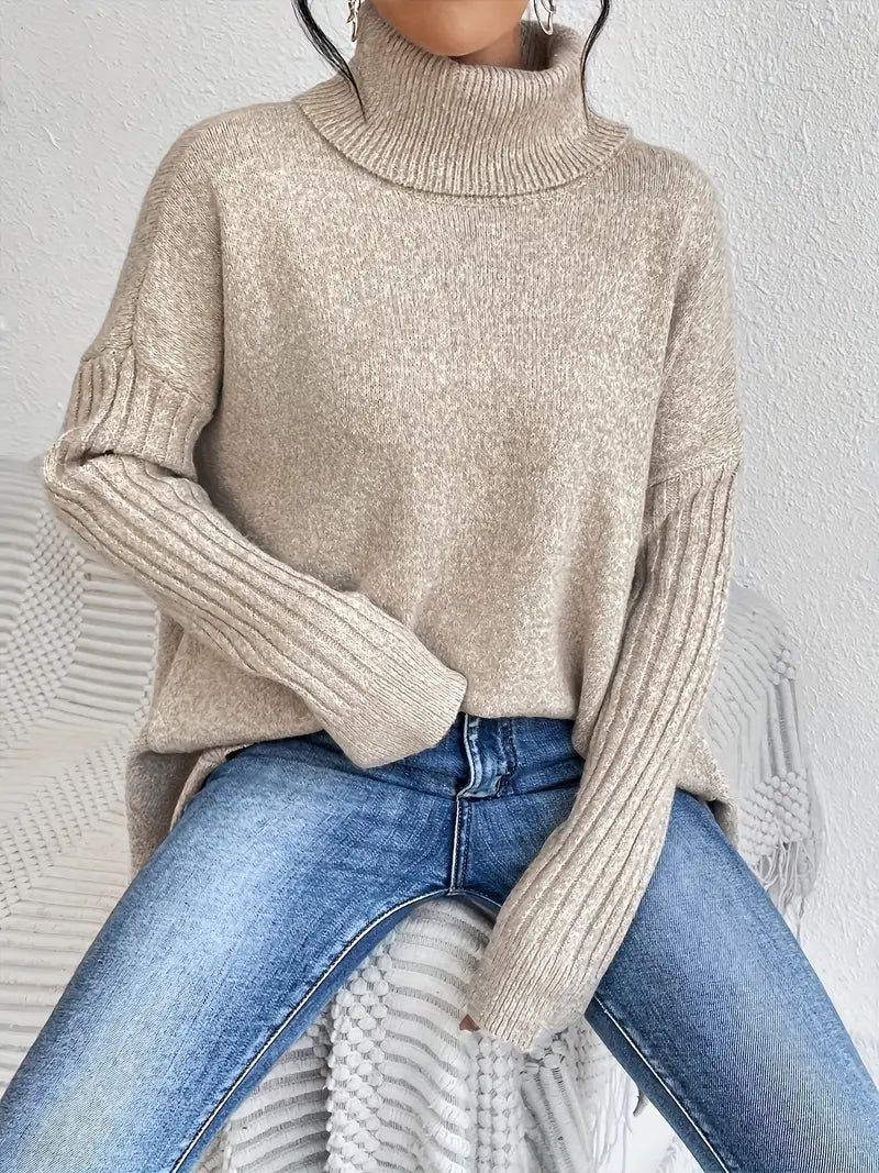 Sienna – Oversize sweter z golfem o asymetrycznym kroju dla kobiet