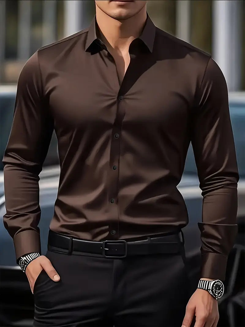 Adrian - Klasyczna męska koszula slim fit z długim rękawem
