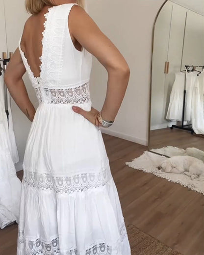 Elvira – Elegant V-neck lace top Dress for Women - Image 2