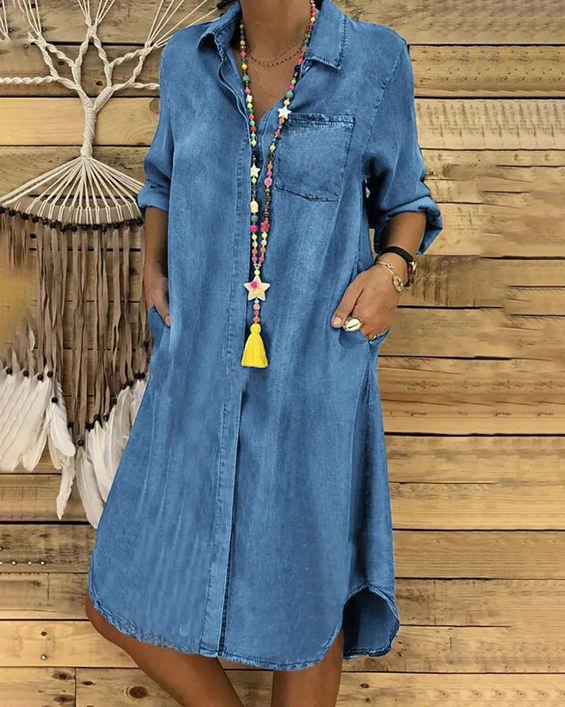 Claudia – Elegant summer Denim dress for Women - Image 1