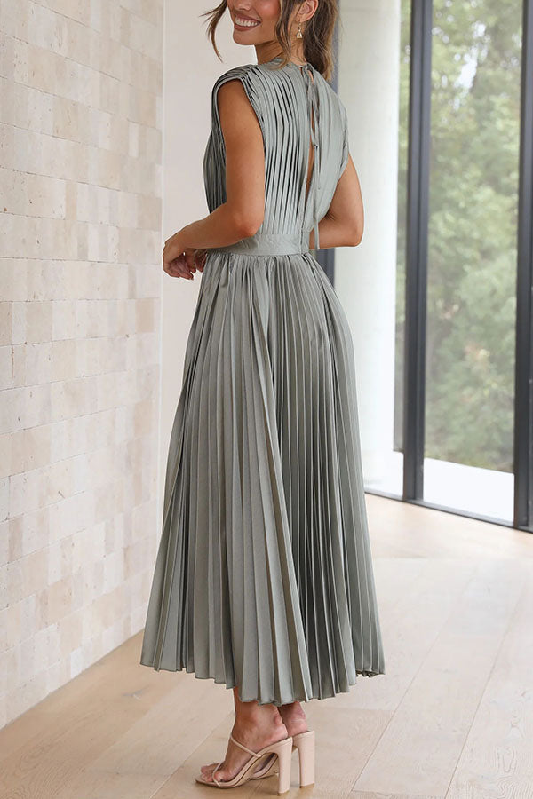 Mia – Women Satin Pleated Maxi Dress - Image 25