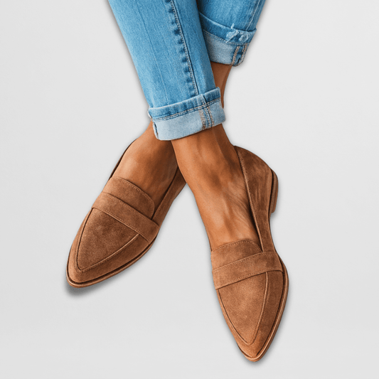 Yvonne – Women Pointed Toe Suede Flats - Image 1