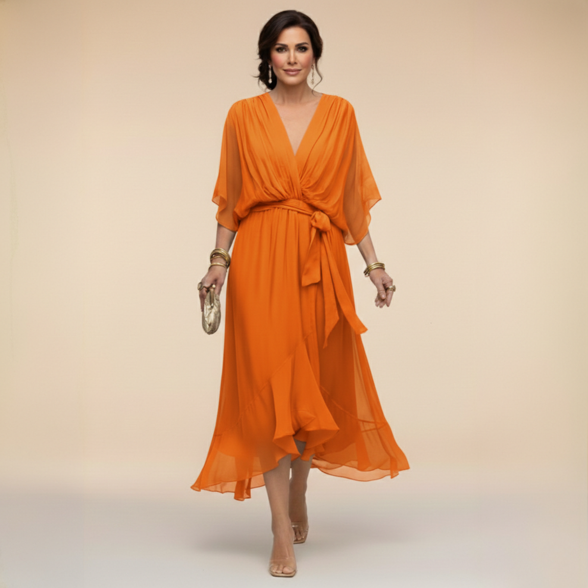 Erika – Elegant Flowing V-Neck Dress - Image 9