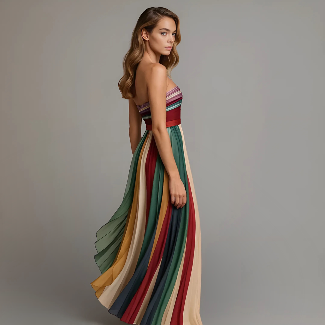Maja – Women  Strapless Pleated Maxi Dress - Image 3