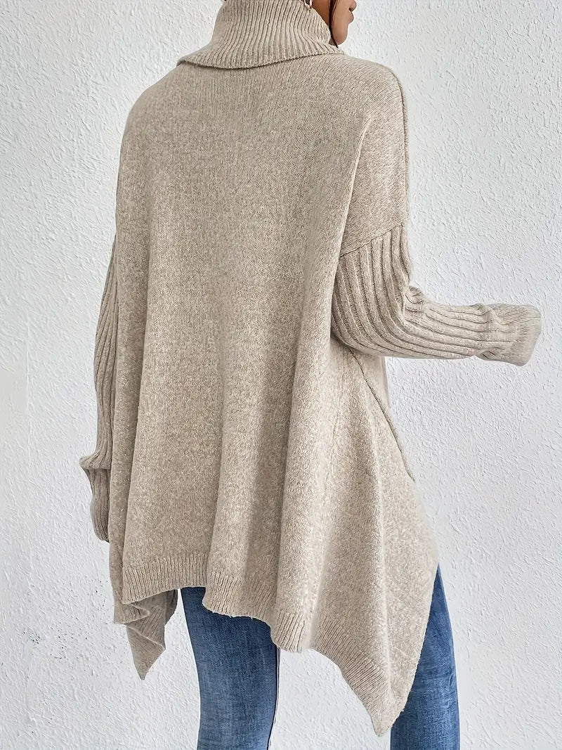 Sienna – Oversize sweter z golfem o asymetrycznym kroju dla kobiet