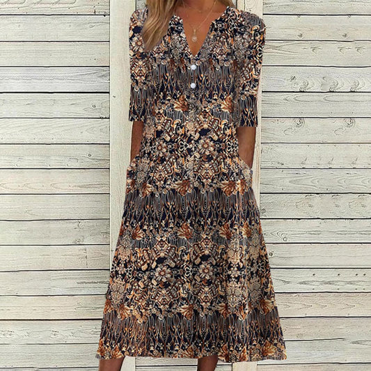 Helga – Floral with Pockets Dress - Image 1