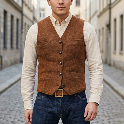 Adrian – Classic  Tweed Waistcoat for Men - Image 7