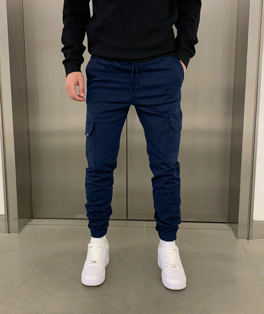 Tomasz – Męskie Spodnie Cargo Slim Fit z Elastycznym Pasem