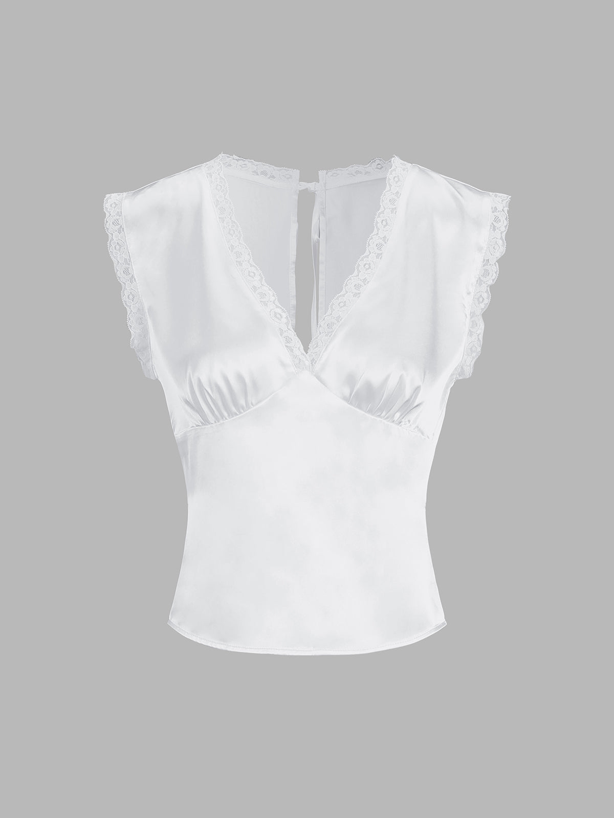 Luisa – Lace Trim Satin Skirt Set - Image 3