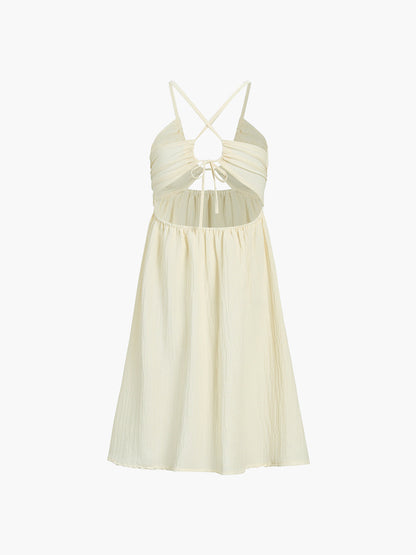 Camila – Sukienka Midi z Krzyżowym Rozcięciem i Odkrytymi Plecami