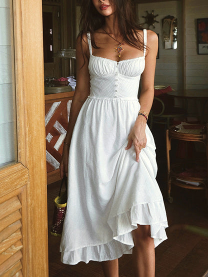 Nicole – Ruffle Hem Cami Plain Dress - Image 5