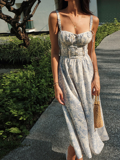 Emilia – Sapphire Garden Floral Cami Midi Dress - Image 1