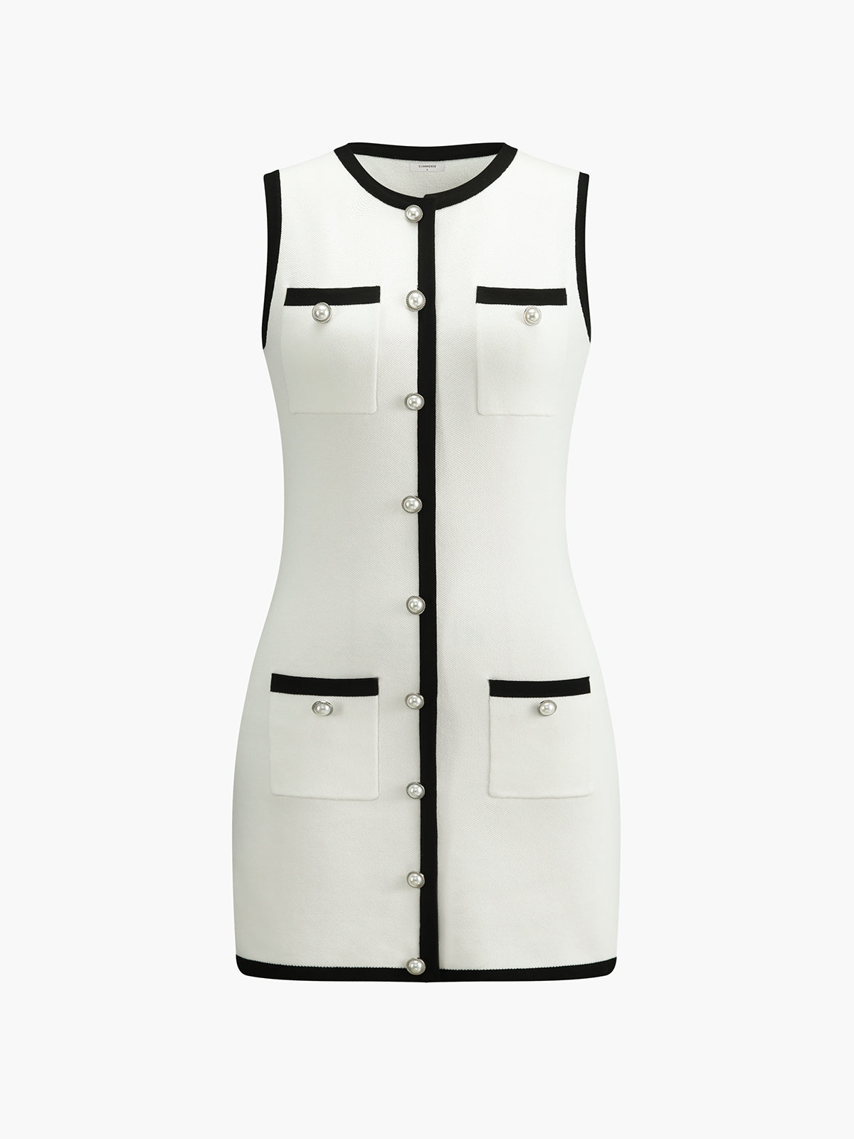 Johanna – Multi Pocket Button Sleeveless Short Sweater Dress - Image 7