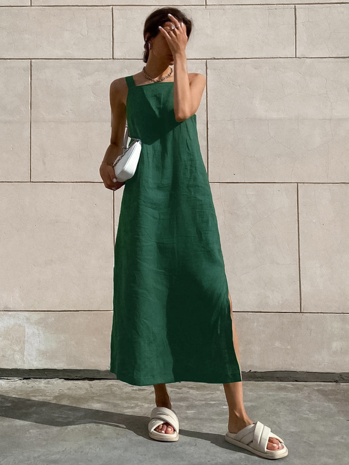 Hannah – Minimalism Cotton Cami Long Dress - Image 1